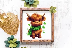 St Patricks Day Highland Cow Clipart, Highland Cow Clipart Product Image 4