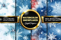 Watercolor Snowflakes Digital Papers - 04 Variations Product Image 1