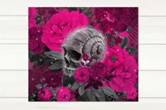 Gothic skull & flowers | Skinny tumbler sublimation design Product Image 4