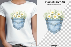 Denim pocket daisies png design for T-shirts Product Image 4