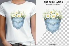 Denim pocket daisies png design for T-shirts Product Image 4