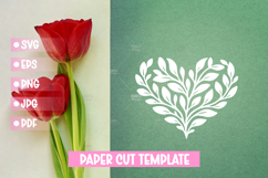 Paper Cut Floral Heart , Paper Cut Heart SVG Product Image 1