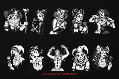 10 Bundle Dark Art Clown Girl Joker Horror Women Circus Product Image 6