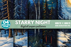 Starry Night Digital Paper Background JPG Product Image 1
