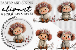 Whimsical Bunny Easter Clipart, Watercolor Easter Bunny PNG Product Image 1