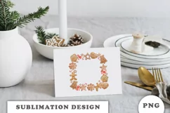 Watercolor Christmas Gingerbread Wreath png Product Image 4
