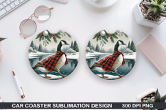 Goose Car Coaster Sublimation| Christmas Coaster PNG Product Image 1