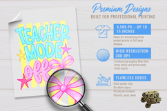 Teacher Mode Off PNG, Preppy Bow Teacher Design Product Image 2