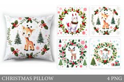 Christmas Animals Pillow. Christmas Pillow Sublimation Product Image 1