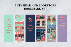 Cute Bear and Bookstore Bookmark Set,Cozy Bookshop Art Product Image 4