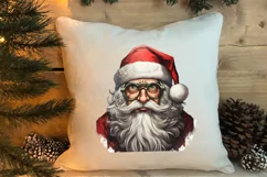 Watercolor Peeking Santa and Snowman Clipart, Christmas PNG Product Image 4
