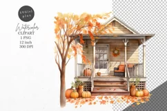 Autumn clipart, Porch clipart, Fall clipart Product Image 1