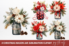 Christmas Mason Jar Sublimation Clipart Product Image 1