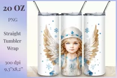 Christmas Sublimation Tumbler Design, Watercolor Cute Angel Product Image 1