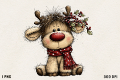 Cute Whimsical Christmas Reindeer Clipart Holiday PNG Product Image 1