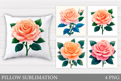 Roses Sublimation. Roses Pillow Sublimation Product Image 1