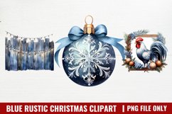 Blue Rustic Christmas Clipart, Rustic Christmas Watercolor Product Image 1