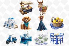 Summer Santorini Vacation Clipart - Set of 35 Png Bundle Product Image 3