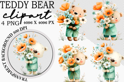 Whimsical Teddy Bear Clipart Watercolor Teddy Bear png Product Image 1