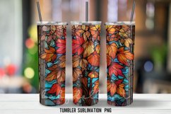 Autumn Stained Glass Tumbler Wrap Sublimation PNG Product Image 4