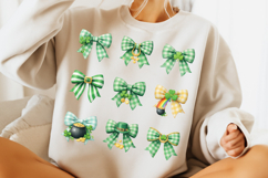 St. Patrick's Day Coquette Bow PNG, Shamrock Lucky Bow PNG Product Image 4