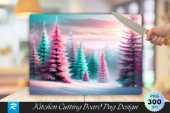 Mystical Frosted Christmas Trees Cutting Board PNG Design Product Image 1