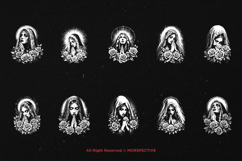 10 Bundle Dark Art Skull Sad Mother Marry Praying Rose Women Product Image 6