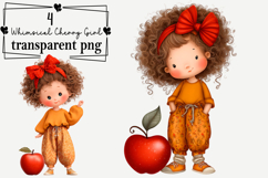 Whimsical Cherry Girl Clipart Watercolor PNG Product Image 1
