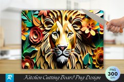 Lion With Flowers Cutting Board Sublimation Design Product Image 1