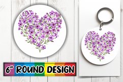 Sublimation Round Design with Floral Heart PNG Product Image 1