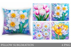 Flowers Pillow Sublimation. Floral Pillow Design Product Image 1