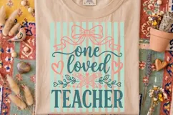 One Loved Teacher Png, Retro Striped Teacher Sublimation Png Product Image 3