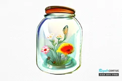 Watercolor Floral Jar PNG Clipart Product Image 1