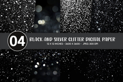 Black and Silver Glitter Digital Paper Product Image 1