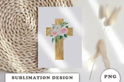 Watercolor Floral cross sublimation Png Product Image 4