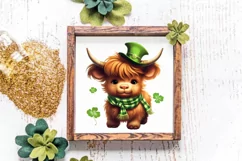 St Patricks Day Highland Cow Clipart, Highland Cow Clipart Product Image 4