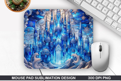 Ice Castle Mouse Pad Sublimation, Christmas Mouse Pad PNG Product Image 1