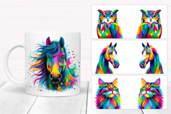 Rainbow Animals Mug Bundle. Colorful Animals Sublimation Product Image 7