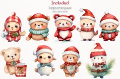 Cute Animals Christmas Watercolor 45 Cliparts Collection Product Image 4