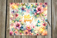 Hello Spring | 4 Skinny tumbler Sublimation designs P2 Product Image 4