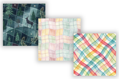Wavy Hand Drawn Check Digital Paper, Seamless Watercolor Product Image 4