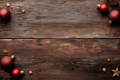 Red Christmas Balls Background, Wooden Background Design Product Image 1