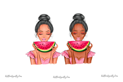 Summer Watermelon Girls Clipart Product Image 5