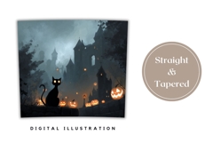 Spooky Halloween Castle Tumbler, Black Cat Tumbler Design Product Image 4