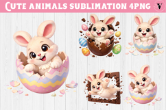 Easter bunny in egg sublimation bundle | Funny spring bunny Product Image 3