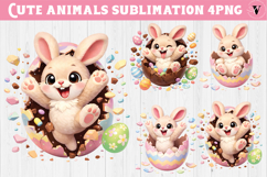 Easter bunny in egg sublimation bundle | Funny spring bunny Product Image 5