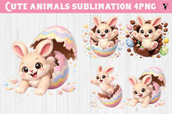 Easter bunny in egg sublimation bundle | Funny spring bunny Product Image 7