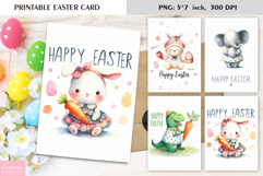 Cute Watercolor Animal |Happy Easter Card|Printable Card Product Image 1
