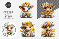 Easter Highland Cow Clipart Product Image 1