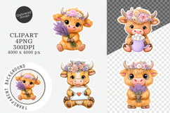 Easter Highland Cow Clipart Product Image 1